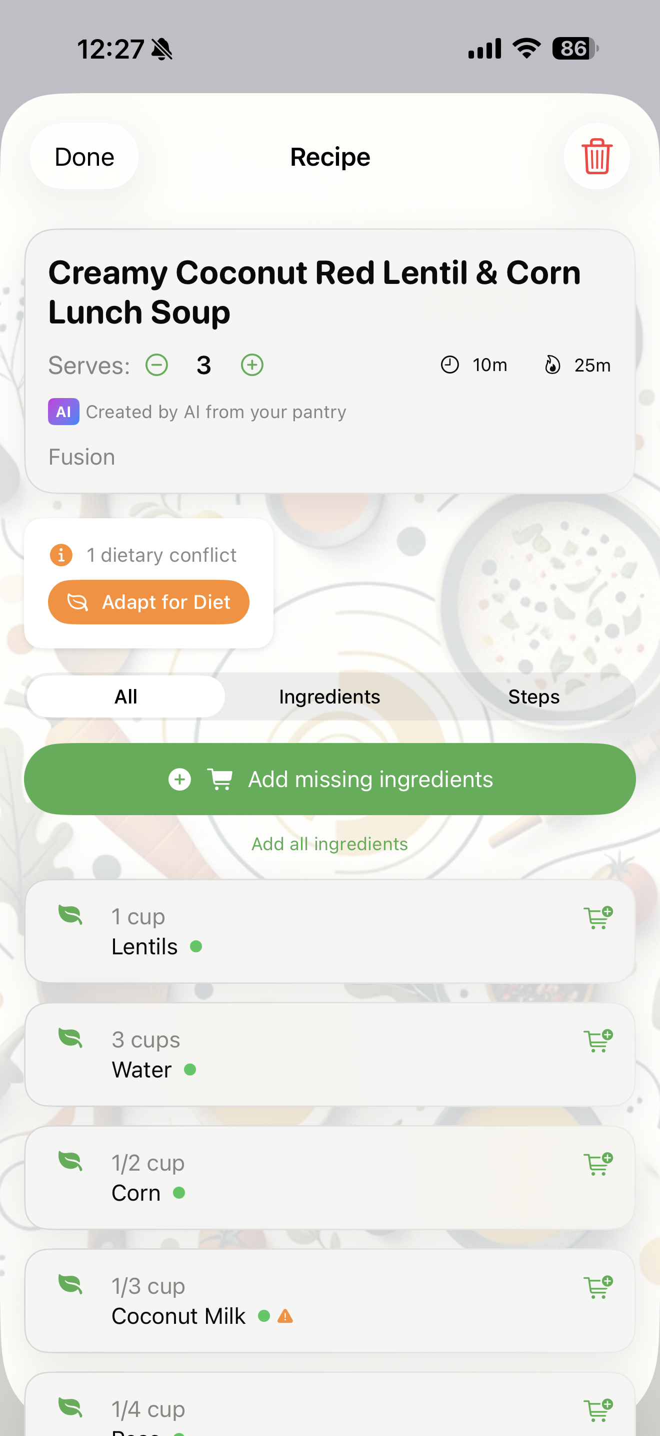 MagicList recipe detail