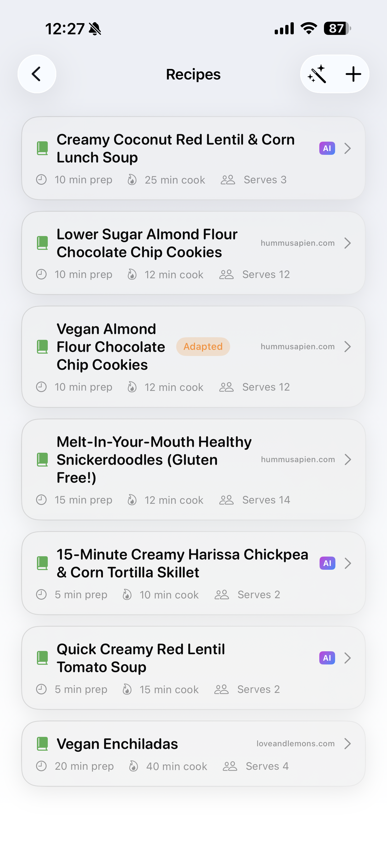 MagicList recipes